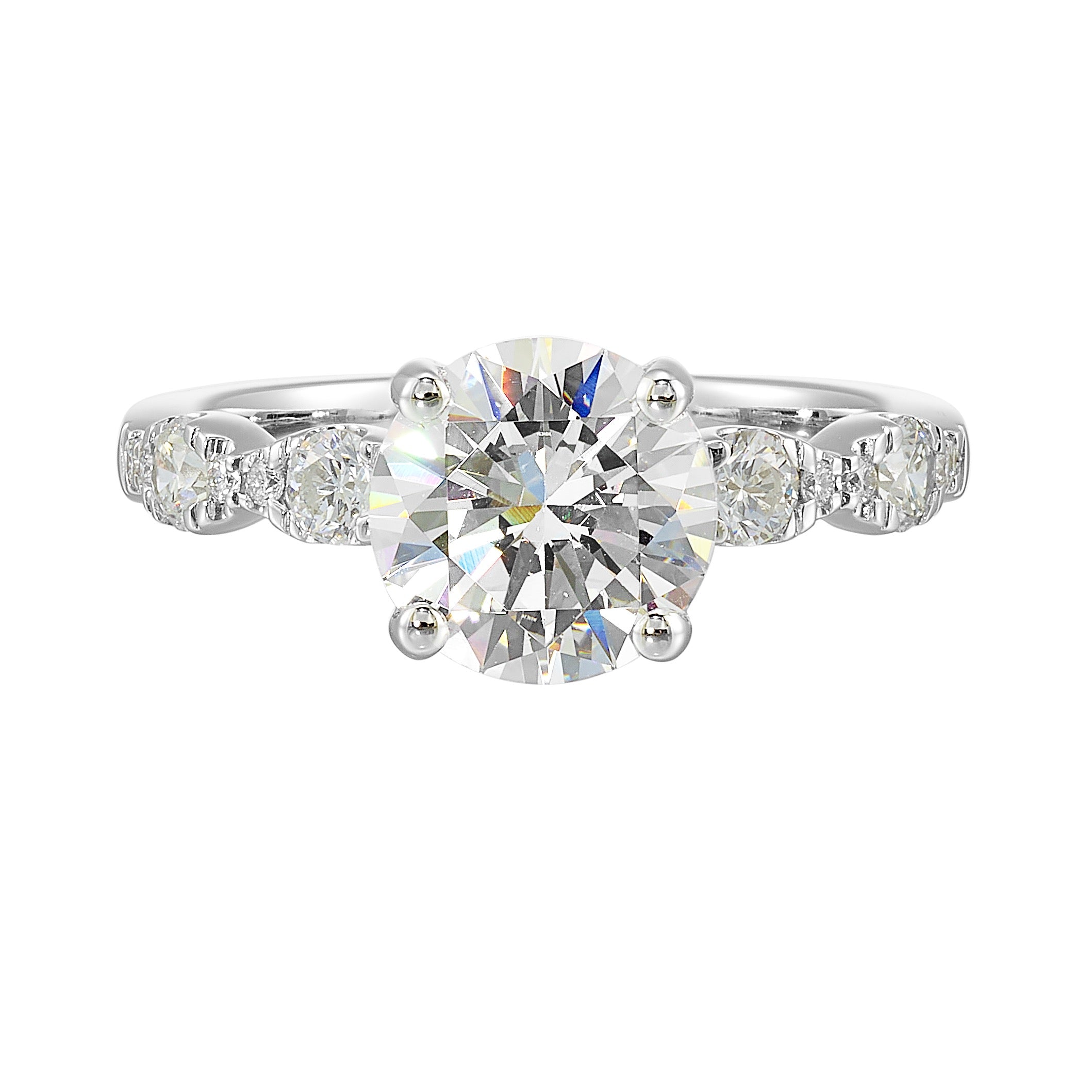 14Kt White Semi Mount 1/2Ctw For 2Ctw Round Center