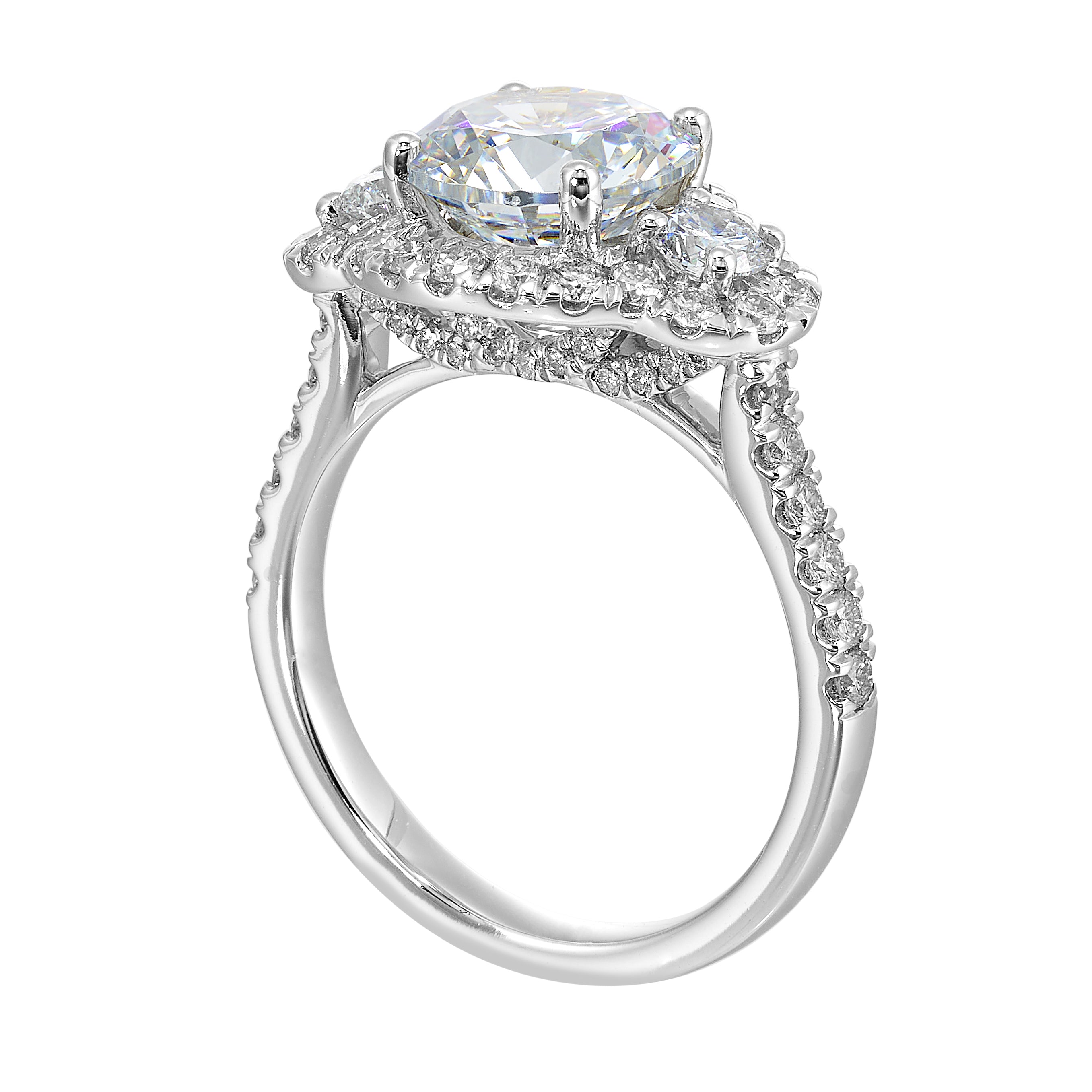 14Kt White Semi Mount 1Ctw For 2Ctw Round Center