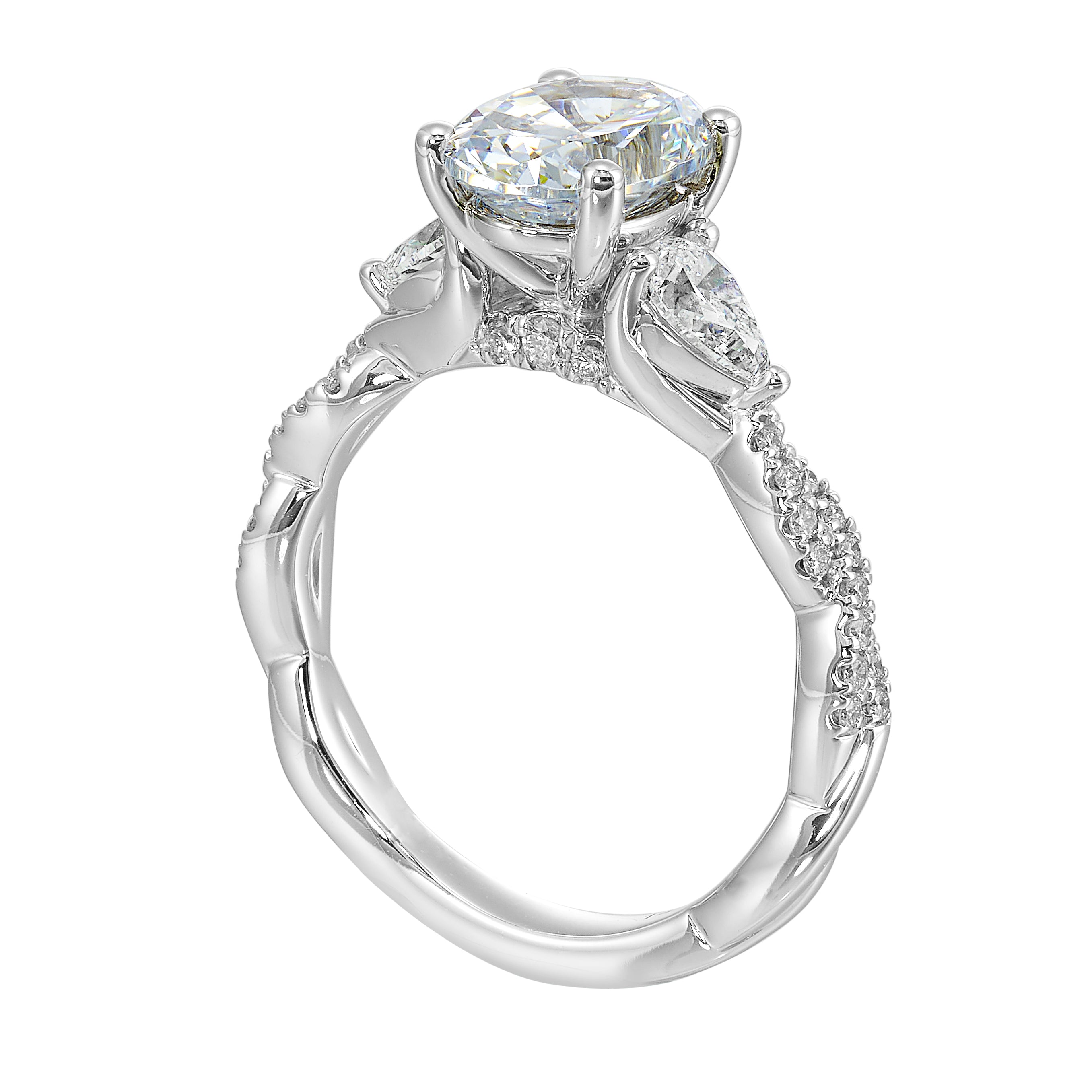 14Kt White Semi Mount 5/8Ctw For 2Ctw Oval Center