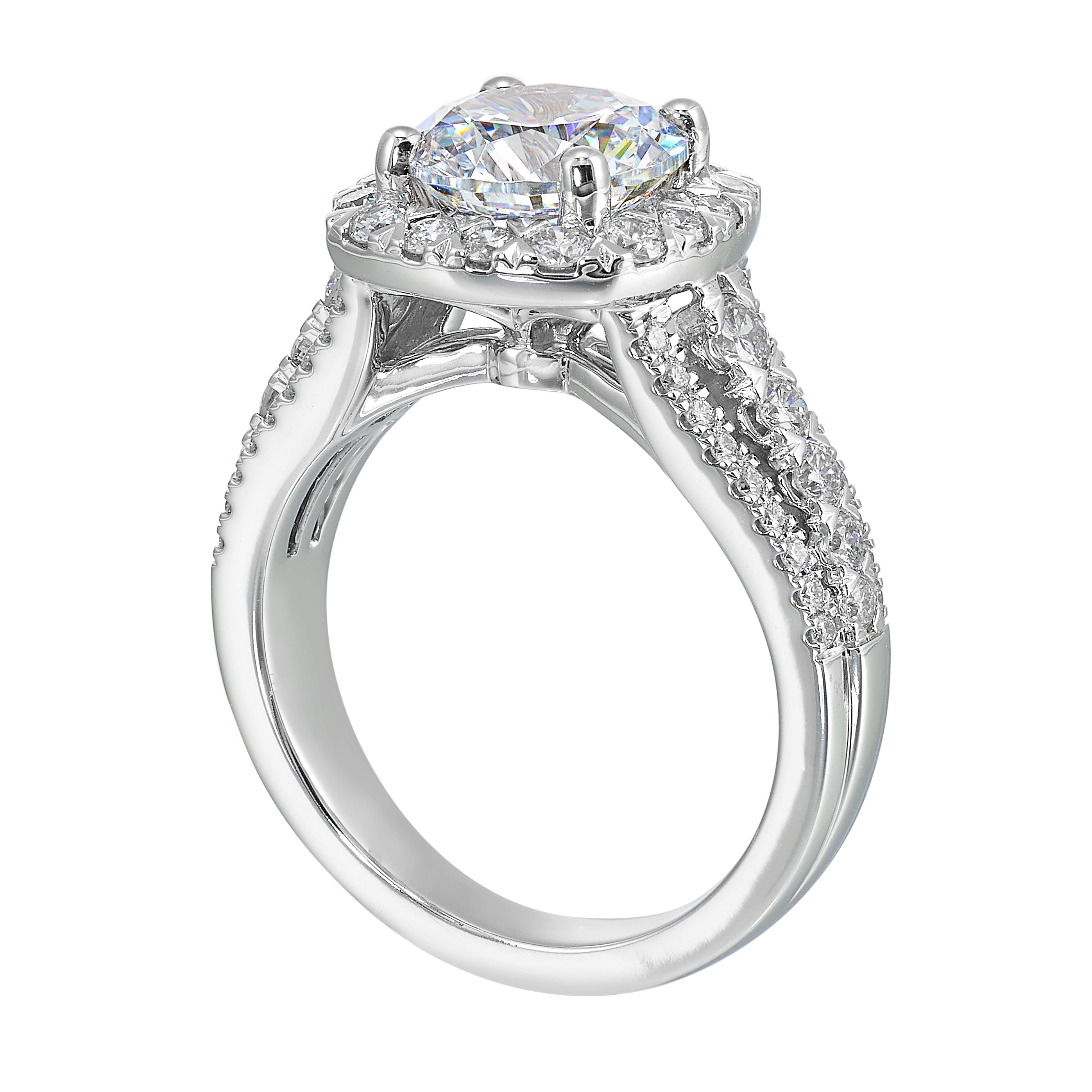 14Kt White Semi Mount 7/8Ctw For 2Ctw Round Center
