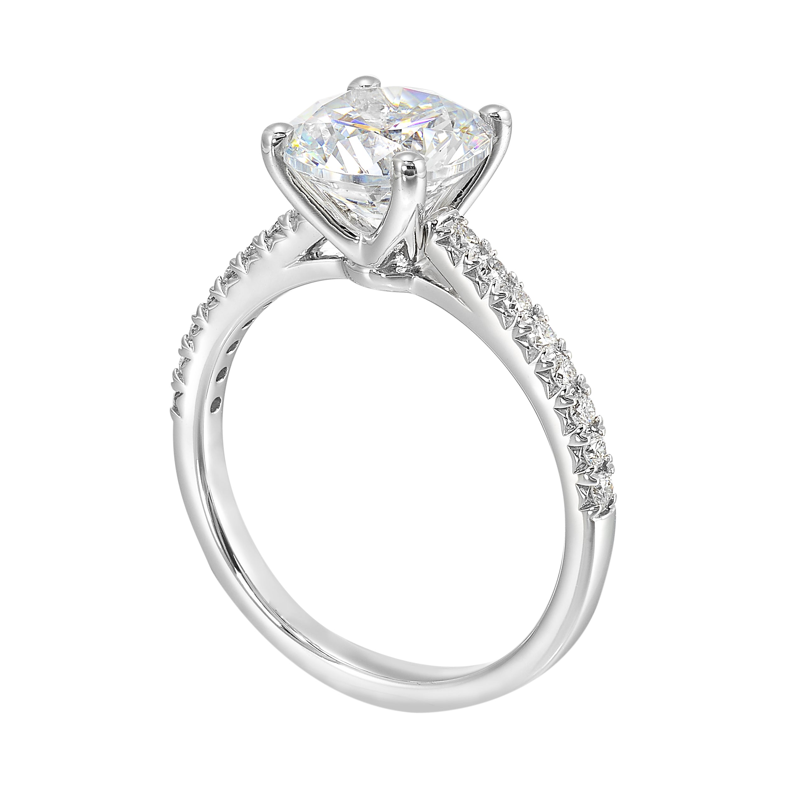 14Kt White Semi Mount 1/5Ctw For 2Ctw Round Center