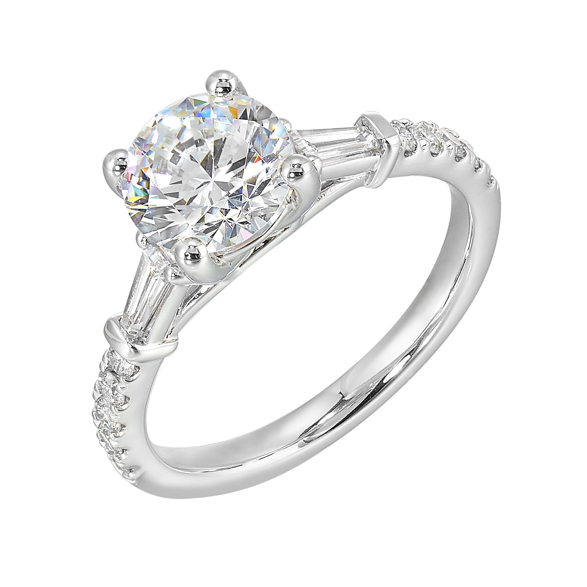 14Kt White Semi Mount 3/8Ctw For 1 1/2Ctw Round Center