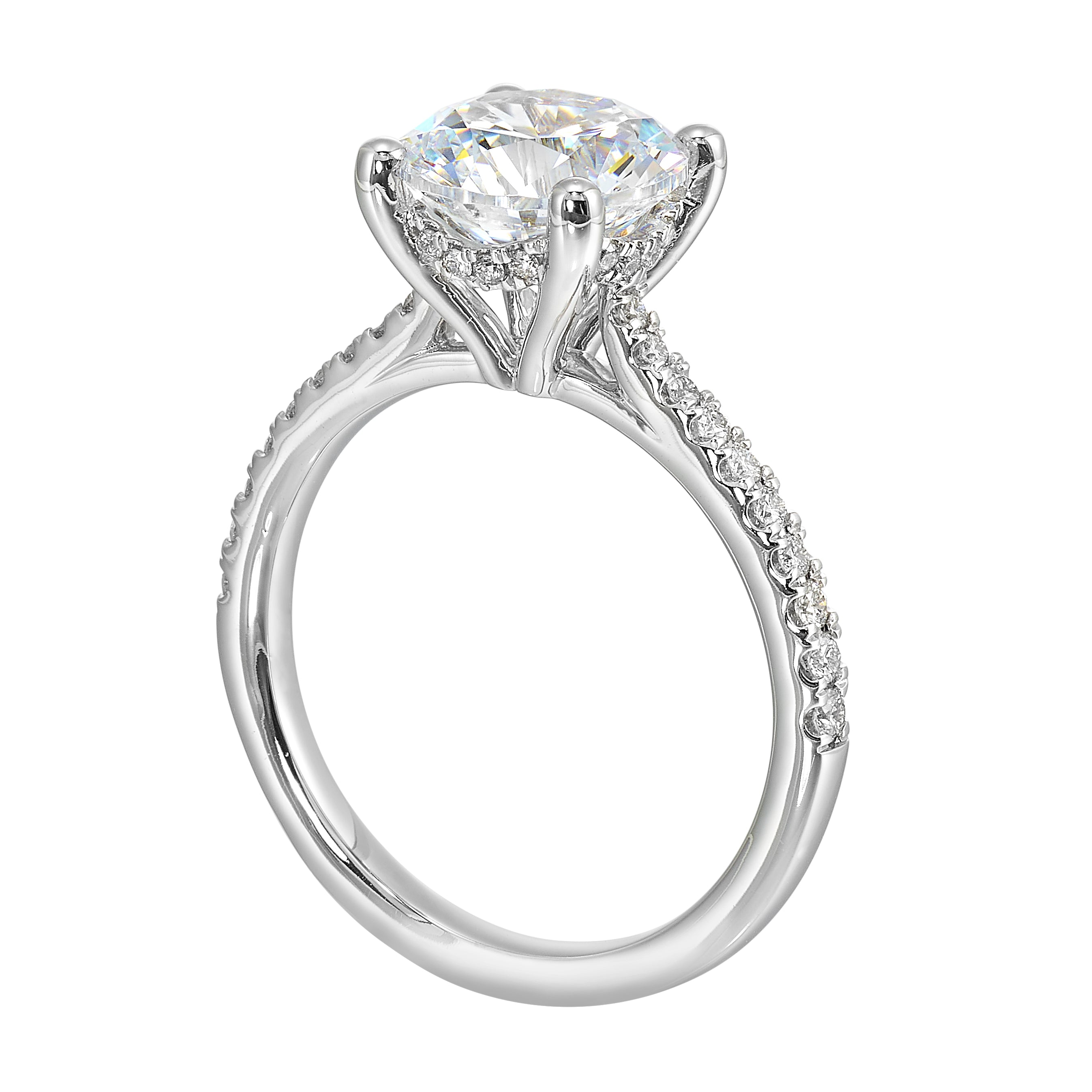 14Kt White Semi Mount 1/4Ctw For 2Ctw Round Center