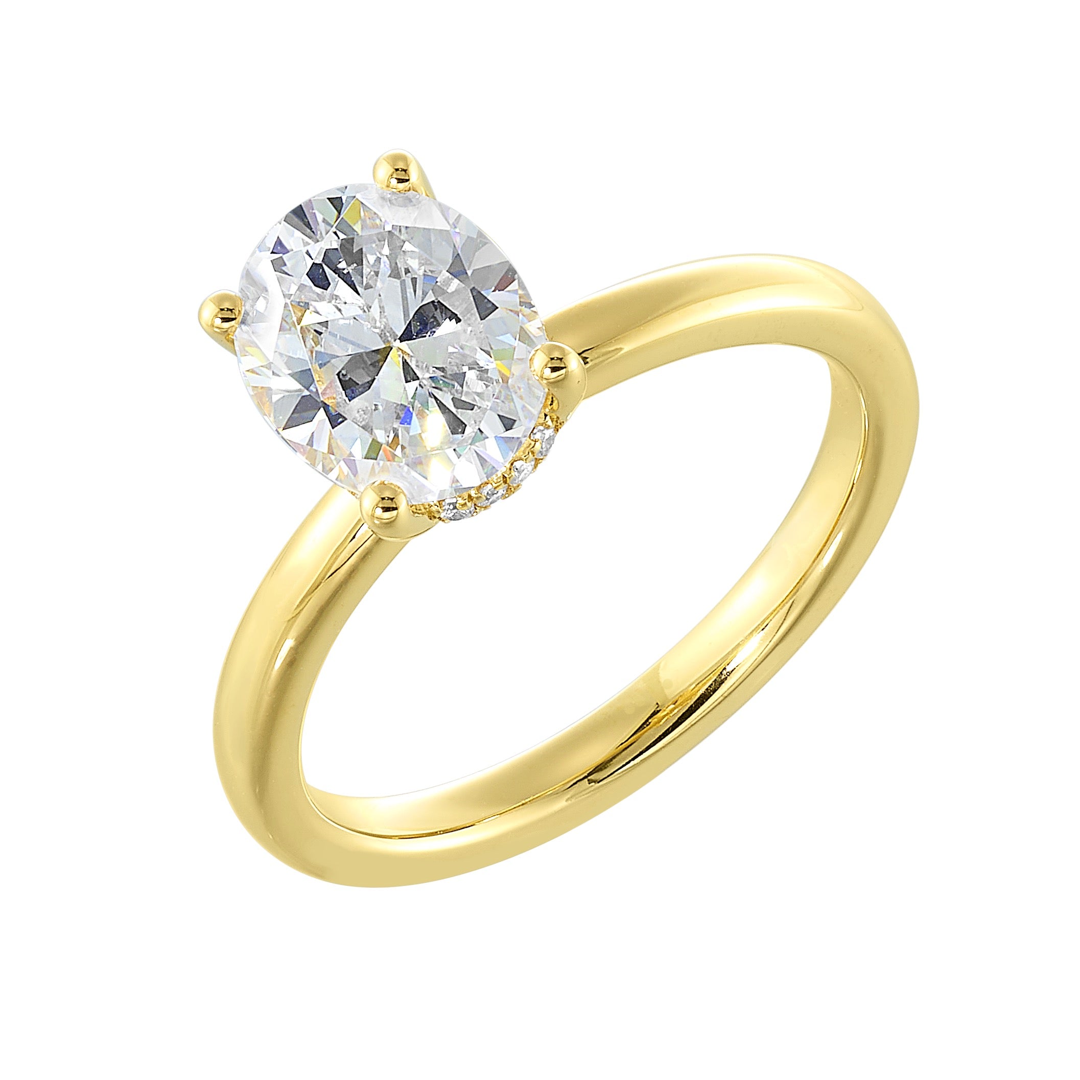 14Kt Yellow Semi Mount 1/15Ctw For 2Ctw Oval Center