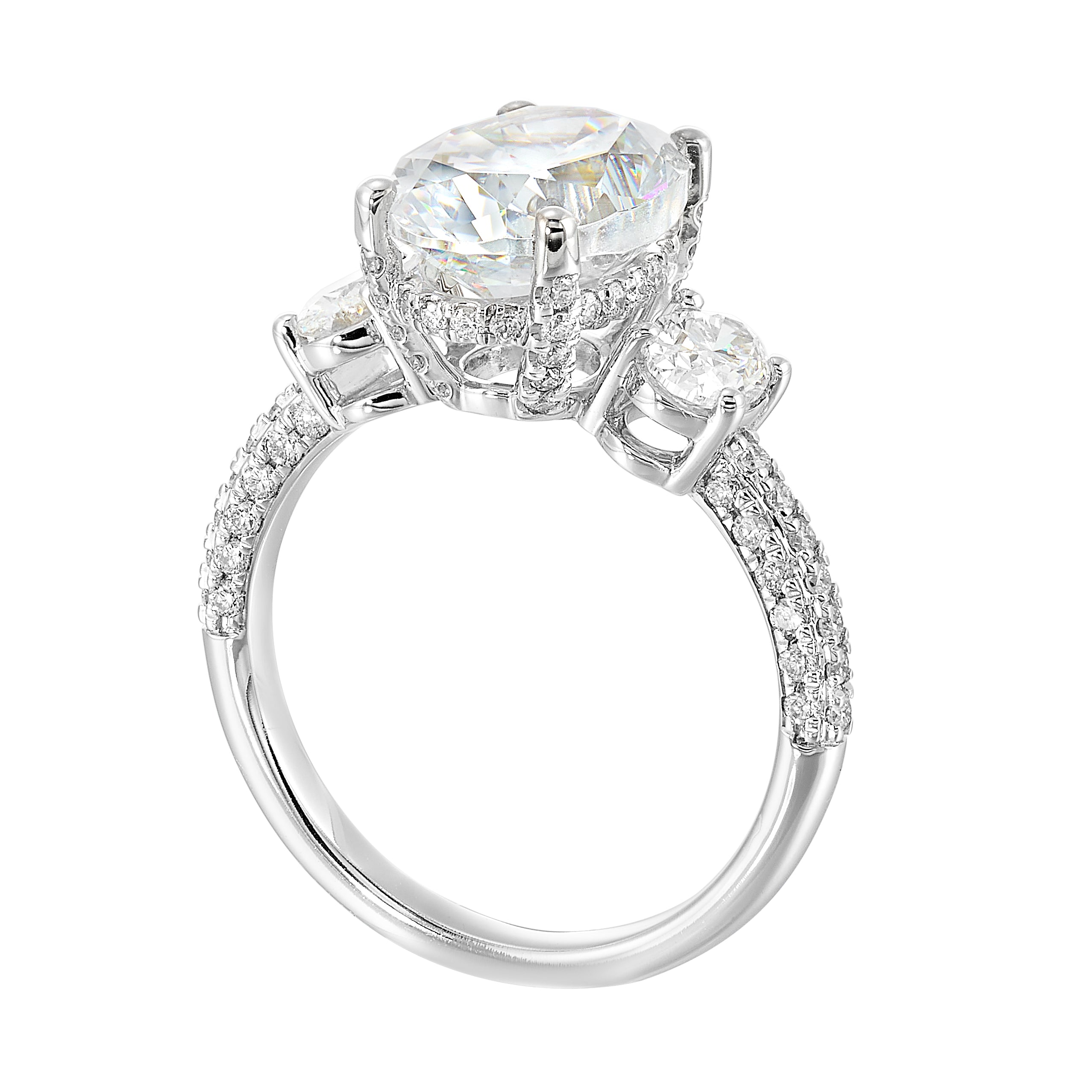 14Kt White Semi Mount 1Ctw For 3Ctw Oval Center