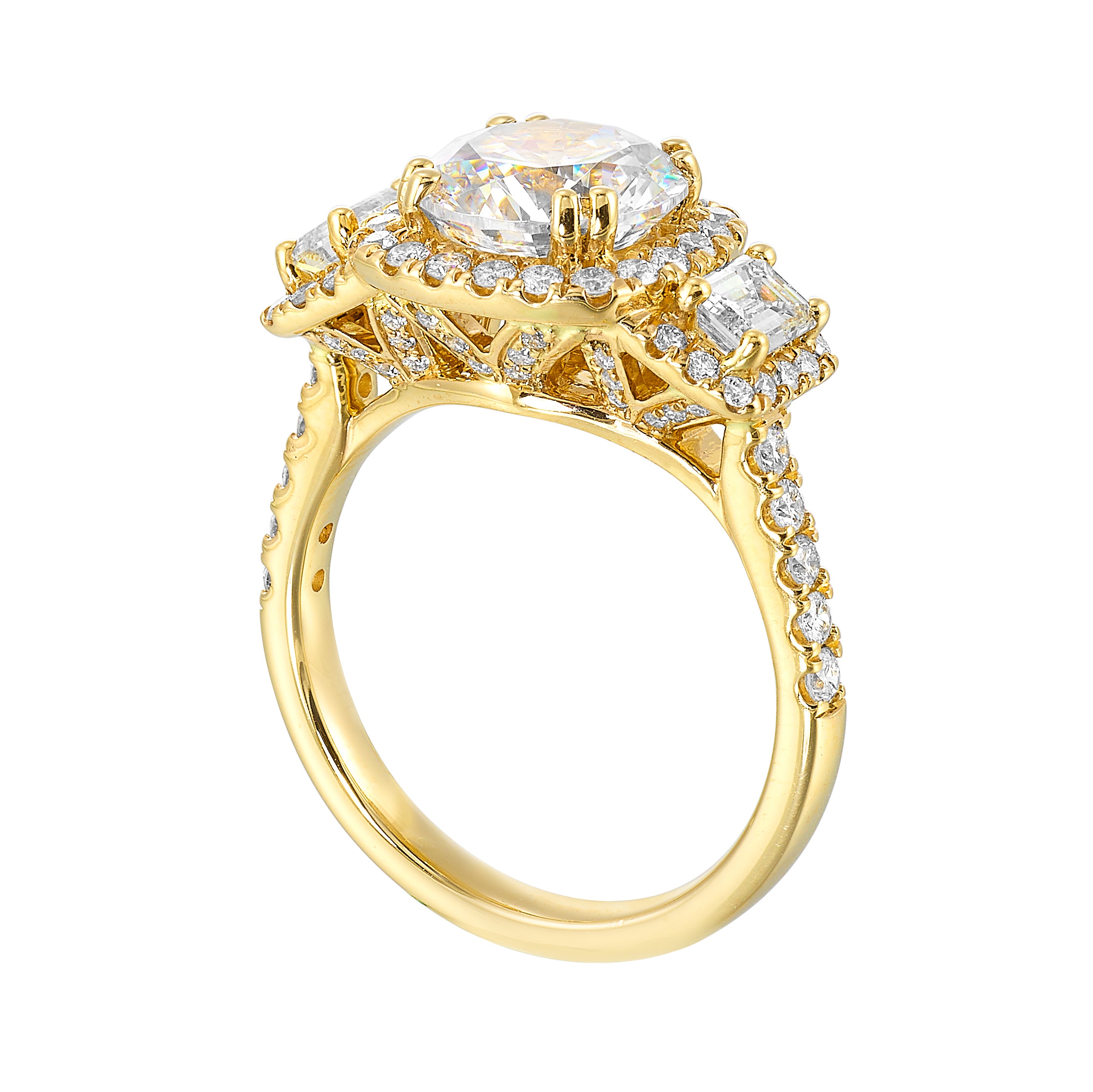 14Kt Yellow Semi Mount 1 1/6Ctw For 2Ctw Round Center
