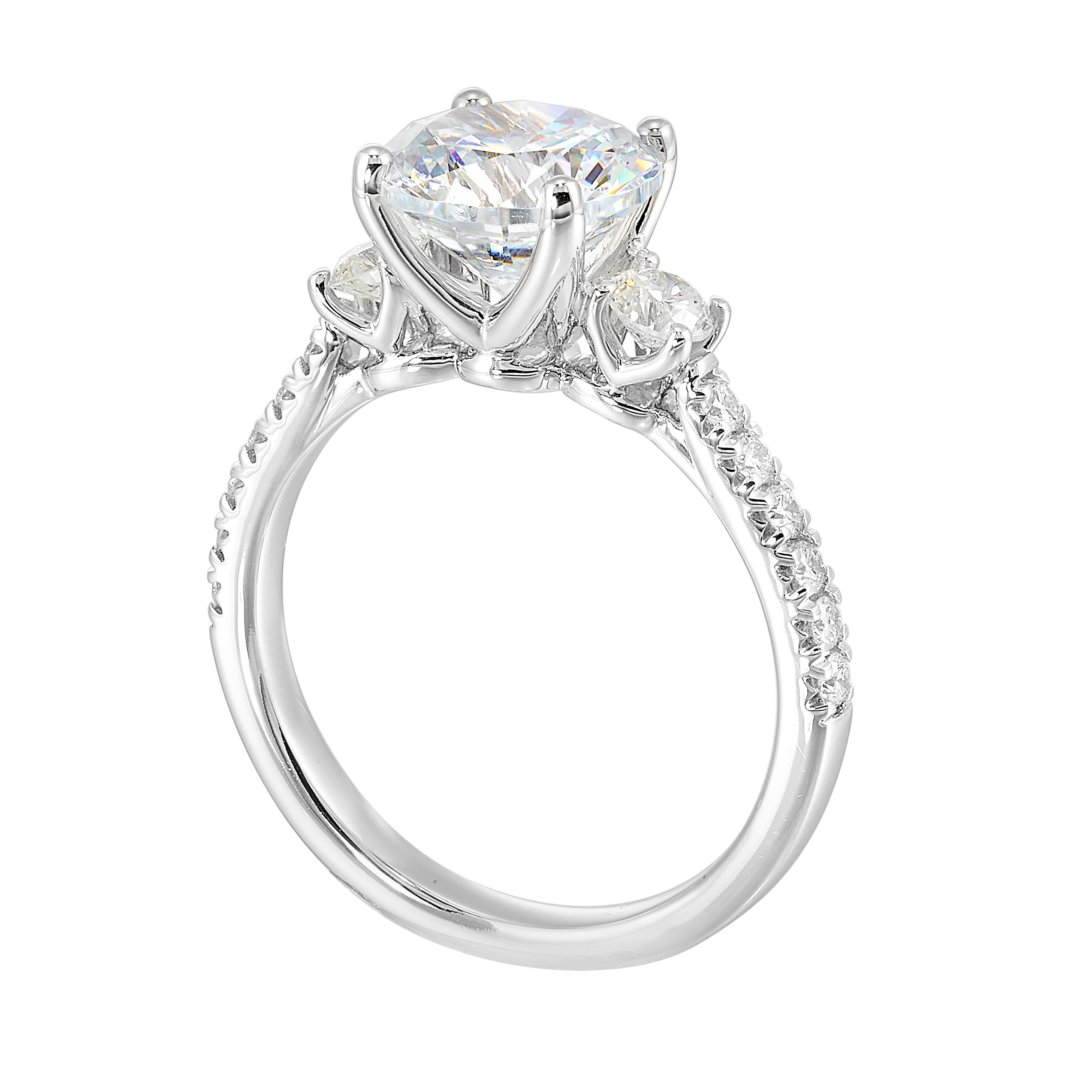 14Kt White Semi Mount 1/2Ctw For 2Ctw Round Center