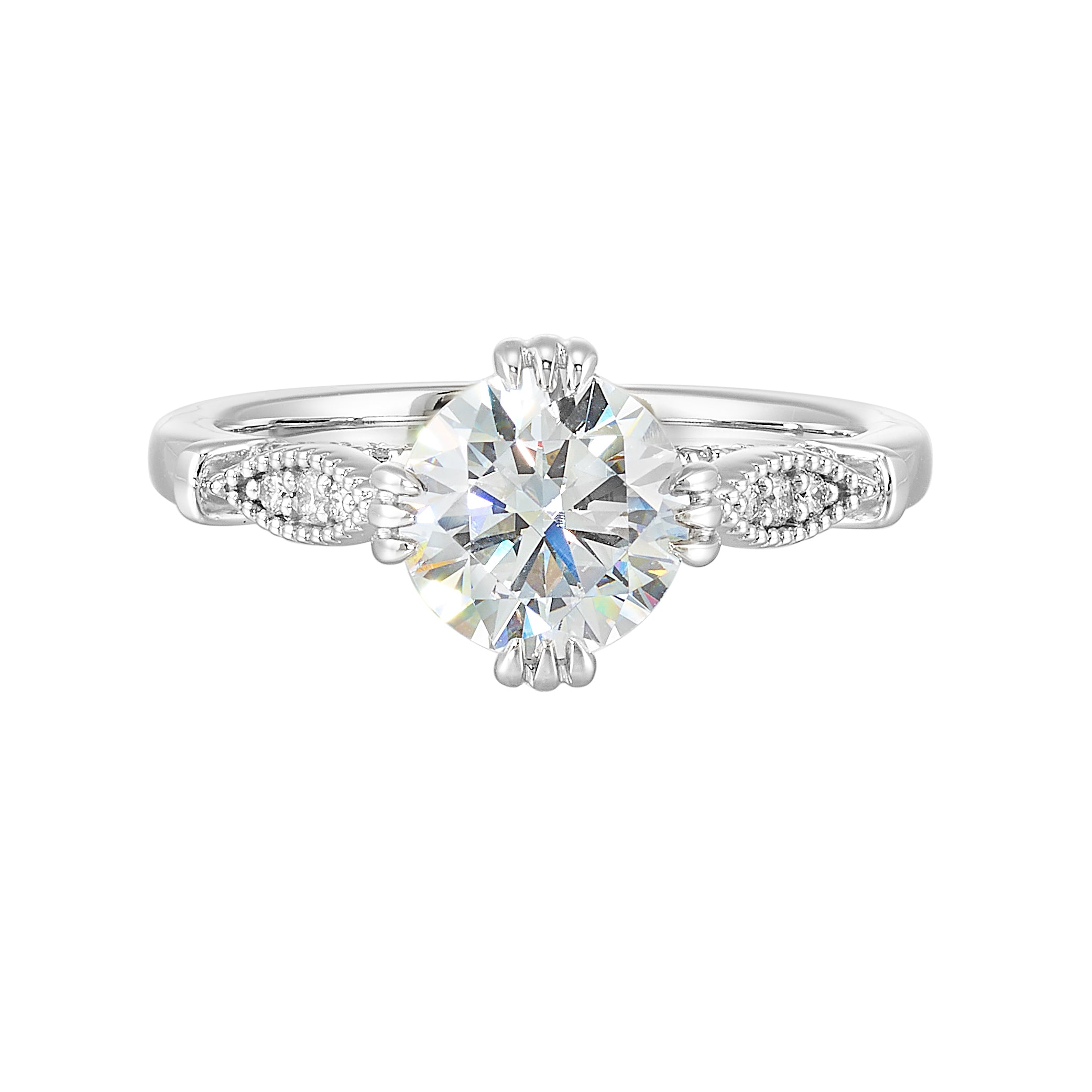 14Kt White Semi Mount 1/4Ctw For 1 1/2Ctw Round Center