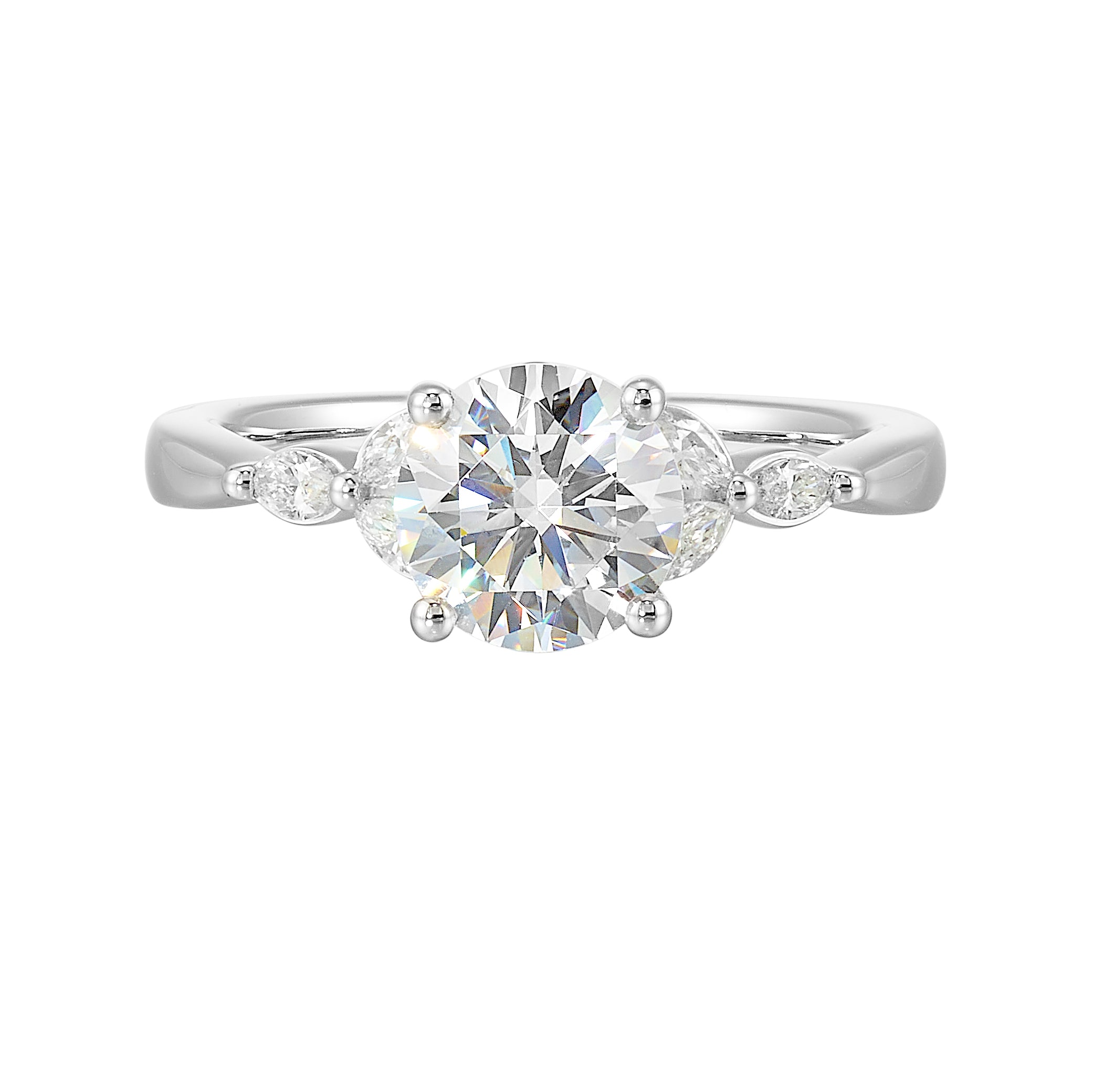 14Kt White Semi Mount 1/5Ctw For 1 1/2Ctw Round Center
