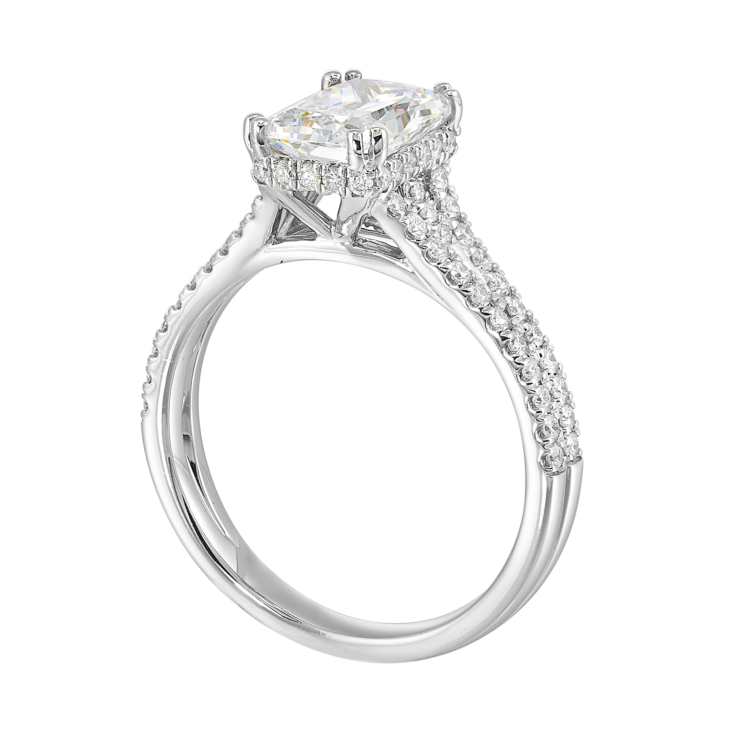 14Kt White Semi Mount 3/8Ctw For 2Ctw Radiant Center