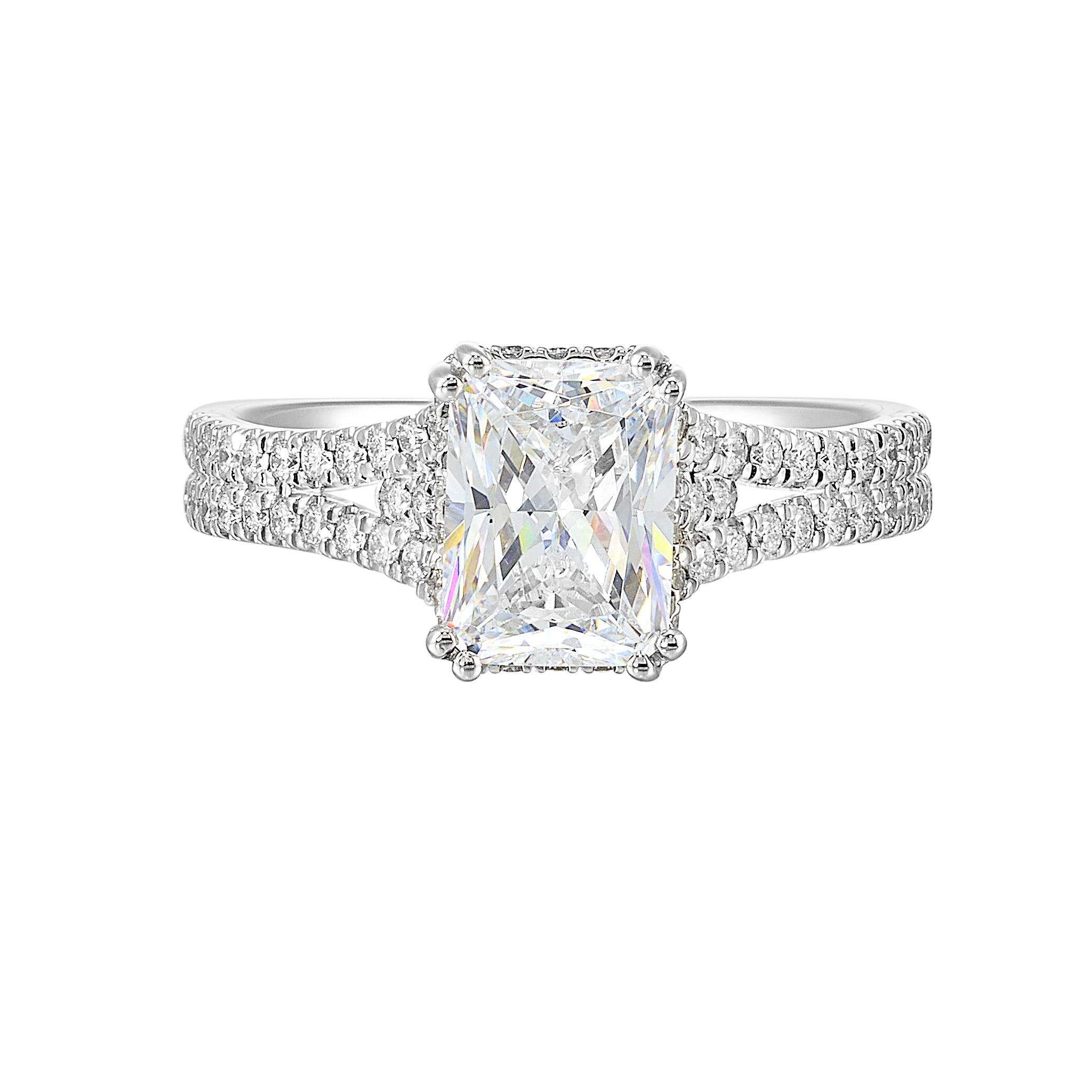 14Kt White Semi Mount 3/8Ctw For 2Ctw Radiant Center