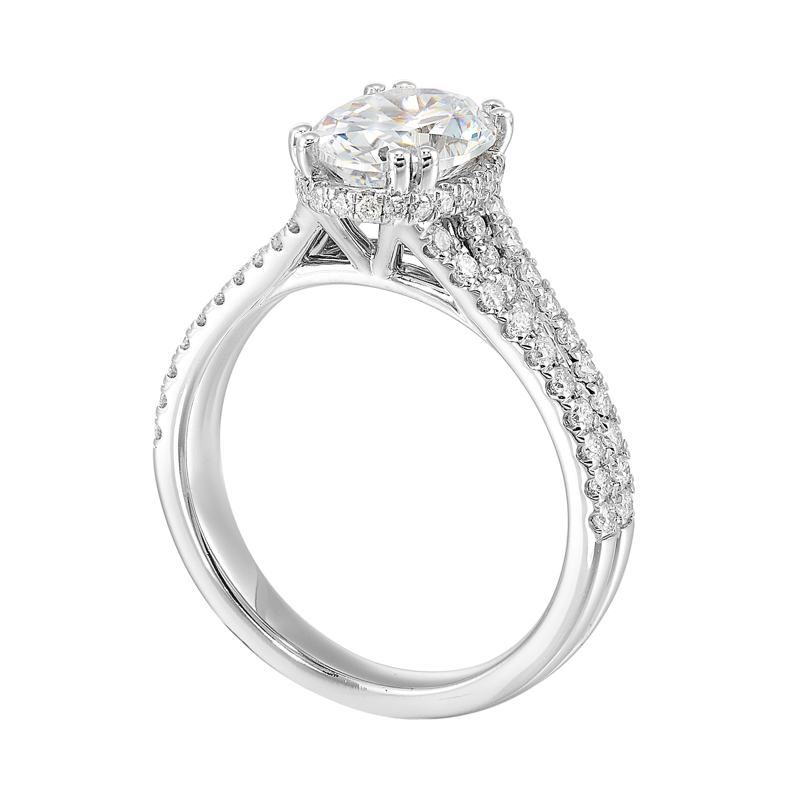 14Kt White Semi Mount 1/2Ctw For 2Ctw Oval Center