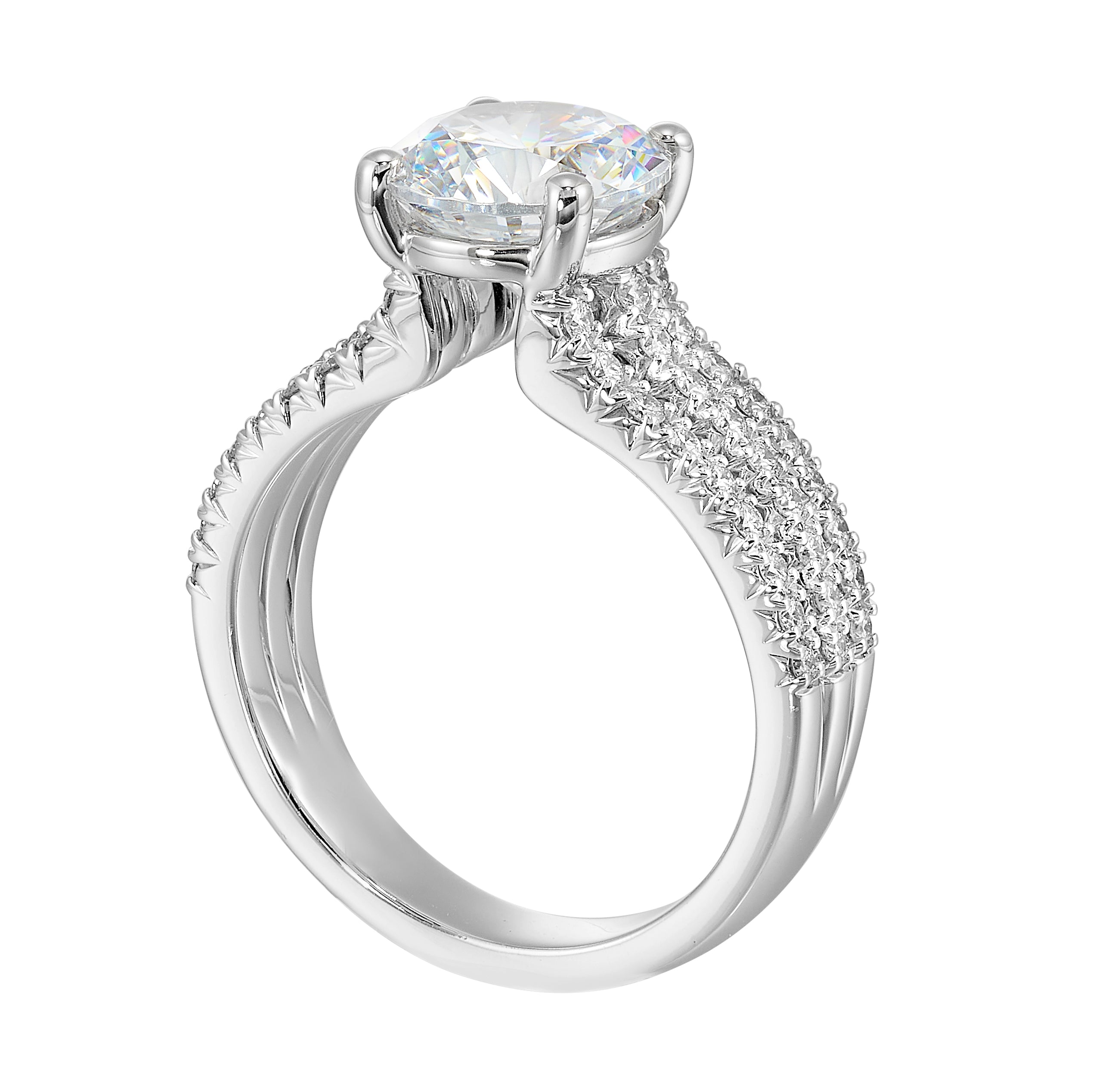 14Kt White Semi Mount 3/8Ctw For 2Ctw Round Center