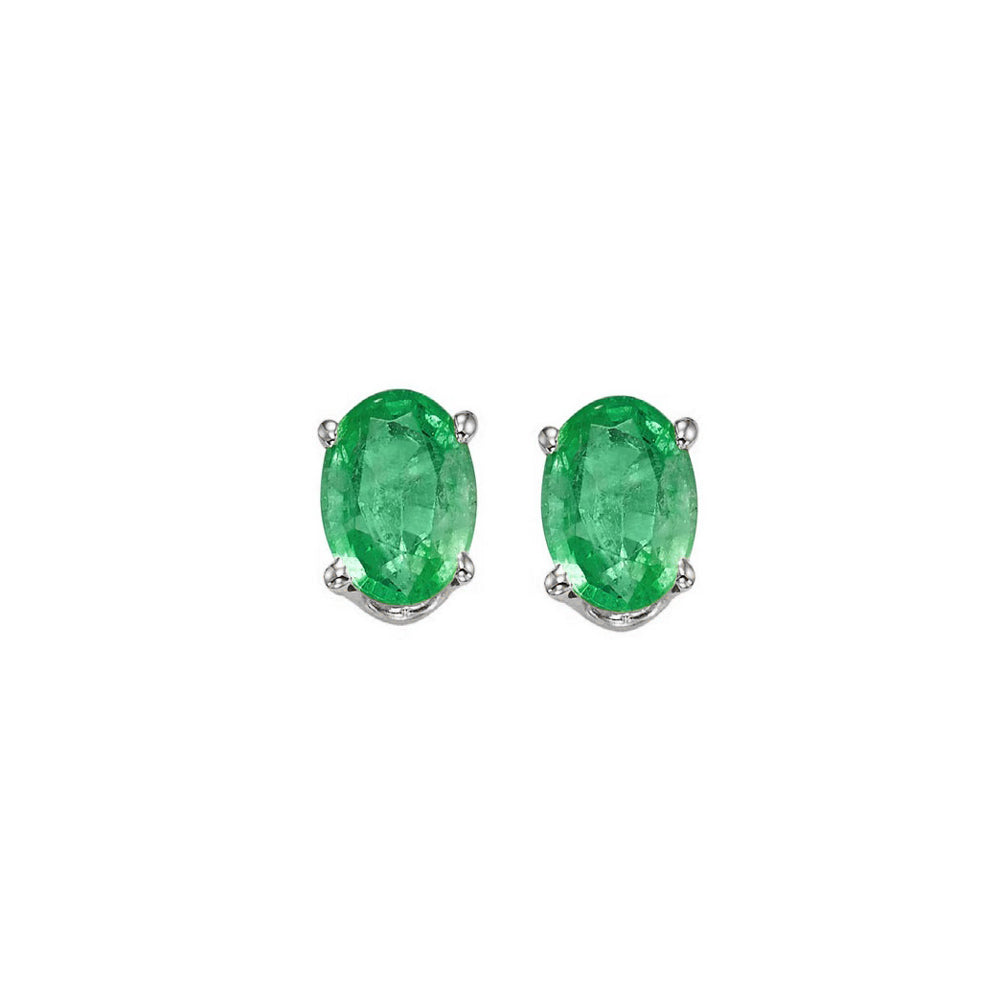 14Kt White Gold Emerald (1 Ctw) Earring