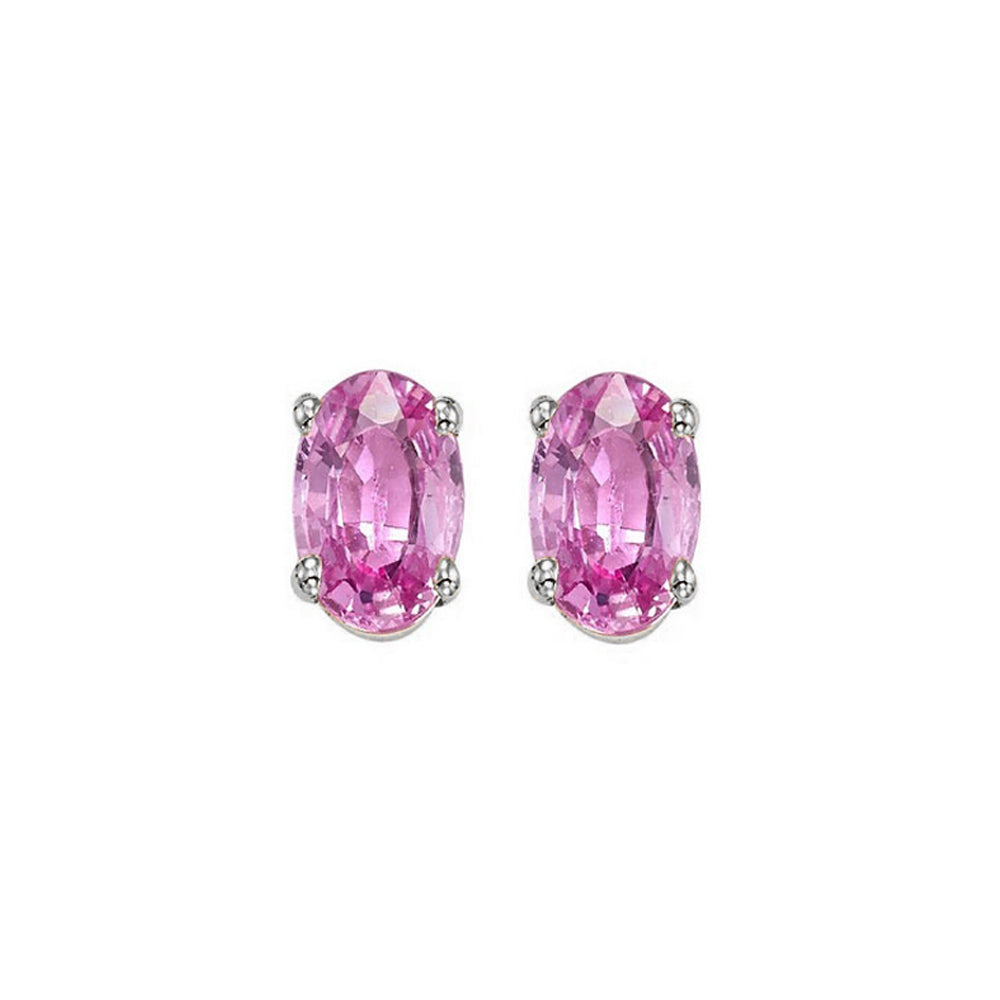 14Kt White Gold Pink Sapphire (1 Ctw) Earring