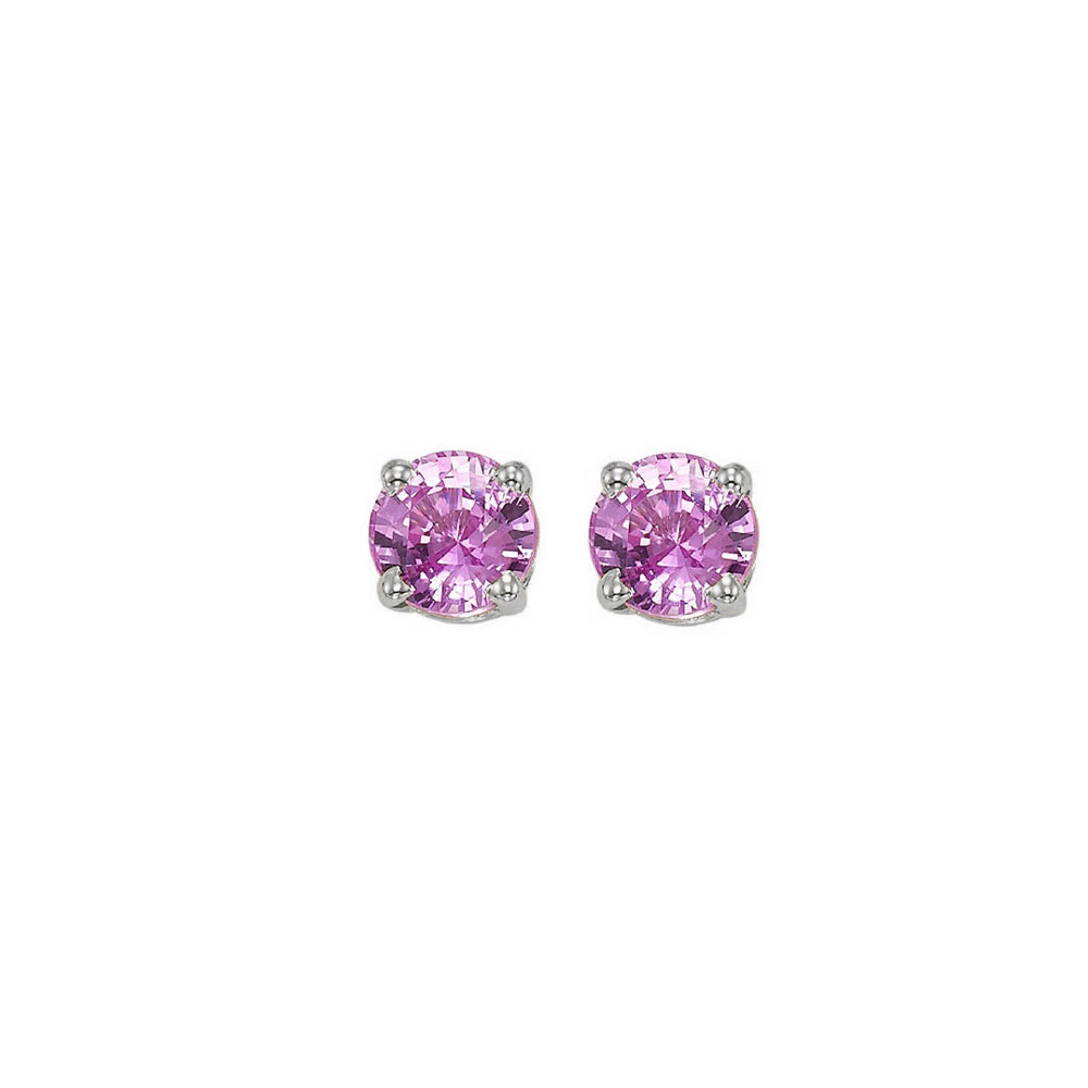 14Kt White Gold Pink Sapphire (7/8 Ctw) Earring