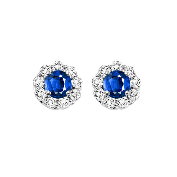 14Kt White Gold Diamond (3/4Ctw) & Sapphire (5/8 Ctw) Earring