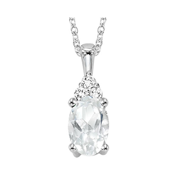 10Kt White Gold Diamond (1/50Ctw) & White Topaz (1/2 Ctw) Pendant