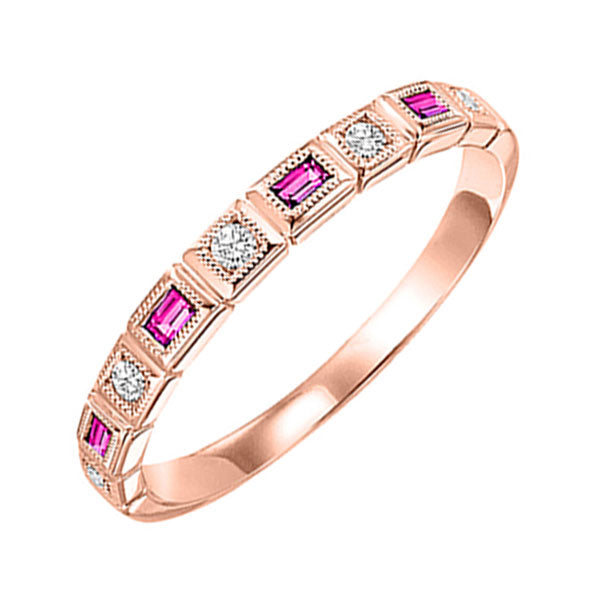 10Kt Rose Gold Diamond (1/12Ctw) & Pink Sapphire (1/8 Ctw) Ring
