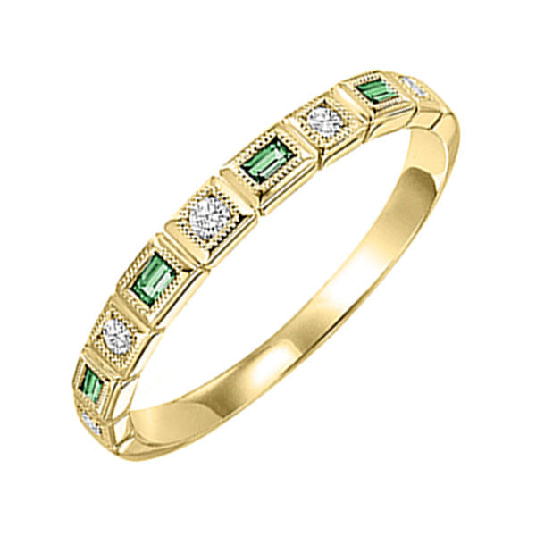 14Kt Yellow Gold Diamond (1/10Ctw) & Emerald (1/8 Ctw) Ring