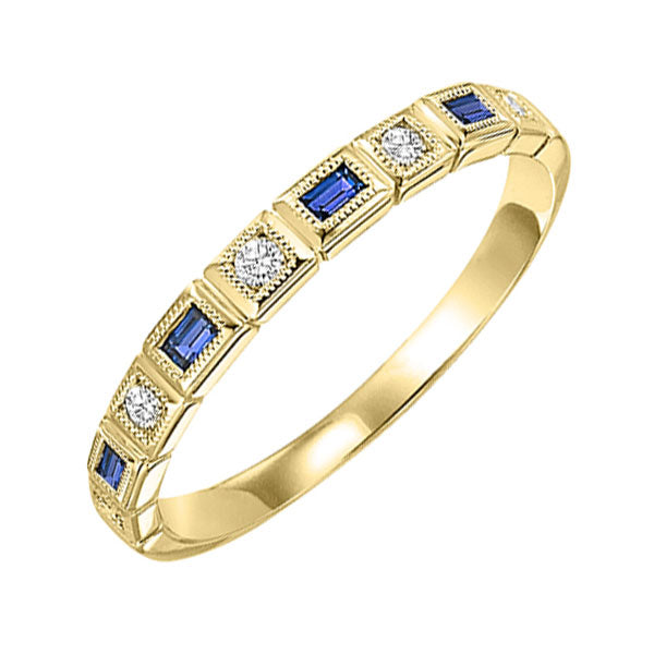 14Kt Yellow Gold Diamond (1/12Ctw) & Sapphire (1/8 Ctw) Ring