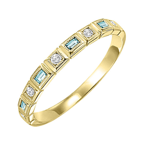 10Kt Yellow Gold Diamond (1/10Ctw) & Blue Topaz (1/6 Ctw) Ring
