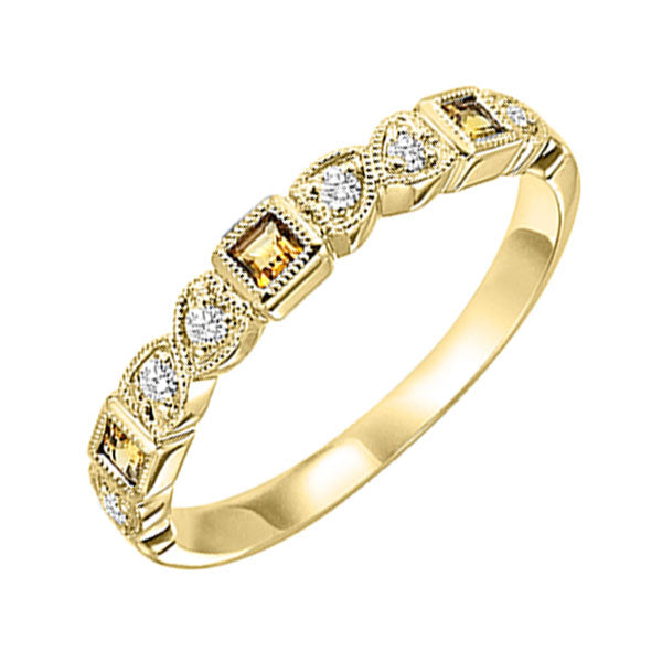 10Kt Yellow Gold Diamond (1/10Ctw) & Citrine (1/6 Ctw) Ring