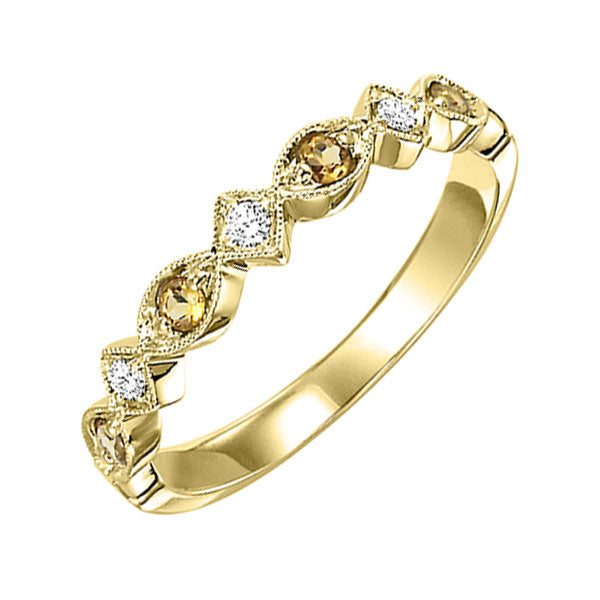 10Kt Yellow Gold Diamond (1/20Ctw) & Citrine (1/6 Ctw) Ring