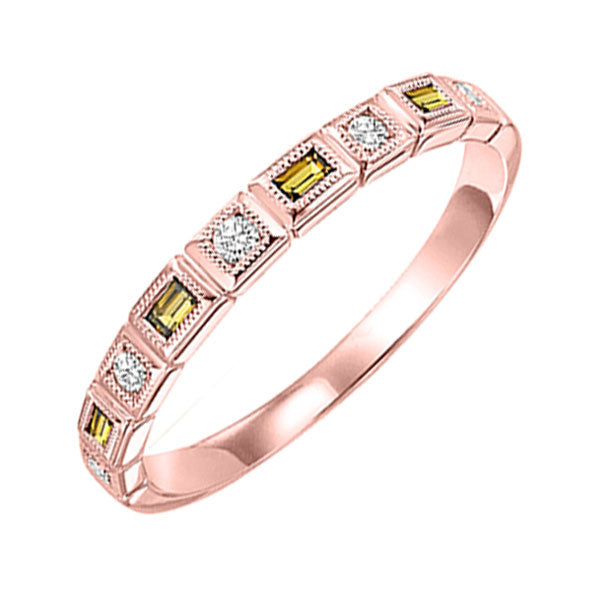 14Kt Rose Gold Diamond (1/10Ctw) & Citrine (1/8 Ctw) Ring