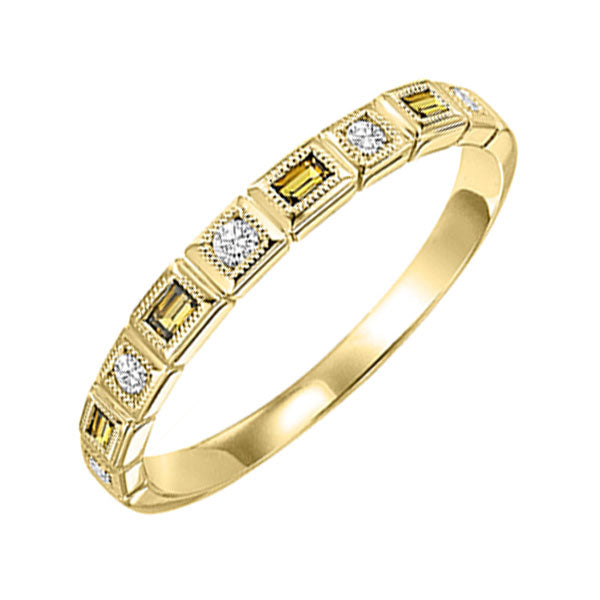14Kt Yellow Gold Diamond (1/10Ctw) & Citrine (1/8 Ctw) Ring