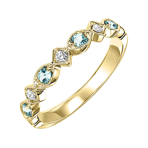 14Kt Yellow Gold Diamond (1/20Ctw) & Blue Topaz (1/6 Ctw) Ring