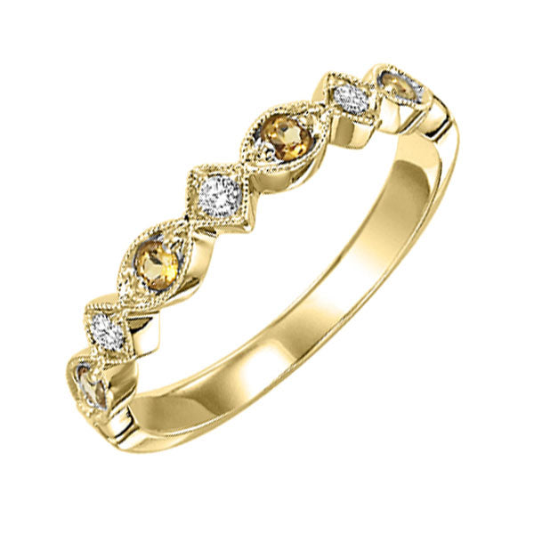 14Kt Yellow Gold Diamond (1/20Ctw) & Citrine (1/6 Ctw) Ring