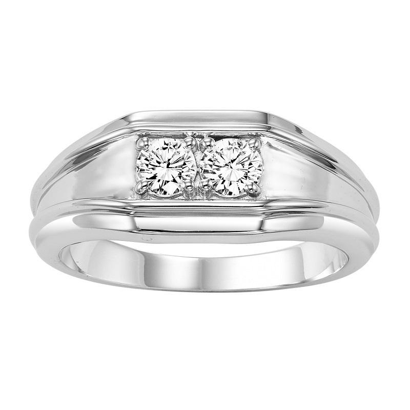 10K White Gold Men s Two Stone Diamond Wedding Band V Jewelers