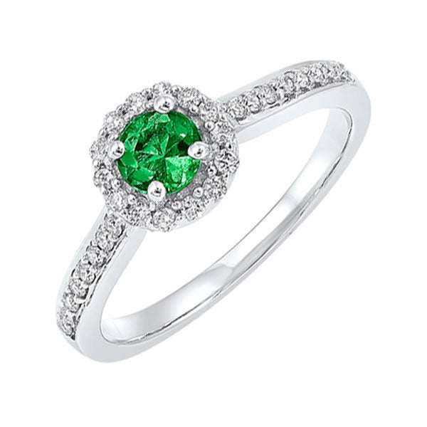 14Kt White Gold Diamond (1/3Ctw) & Emerald (1/3 Ctw) Ring
