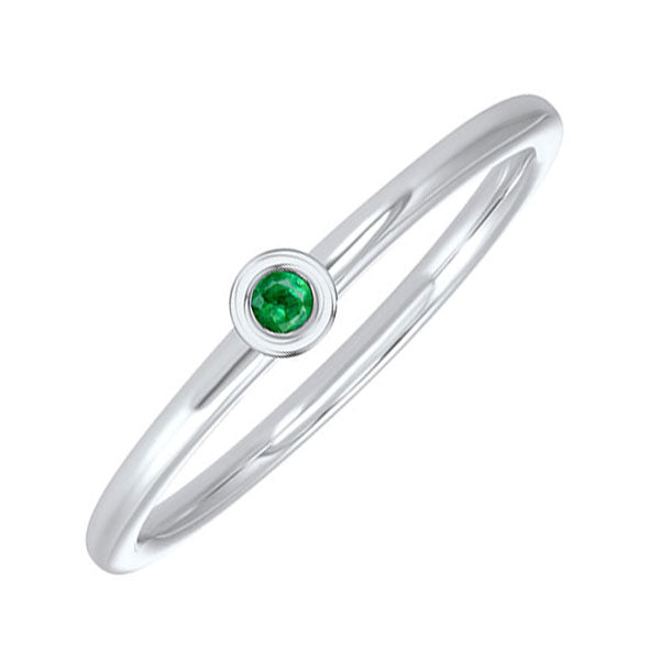 10Kt White Gold Emerald (1/20 Ctw) Ring