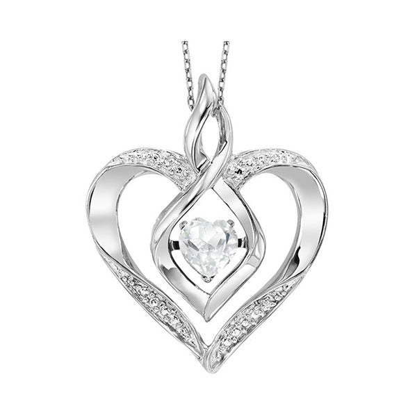 Silver Diamond (1/50 Ctw) & Createdwhite Topaz (1/4 Ctw) Pendant