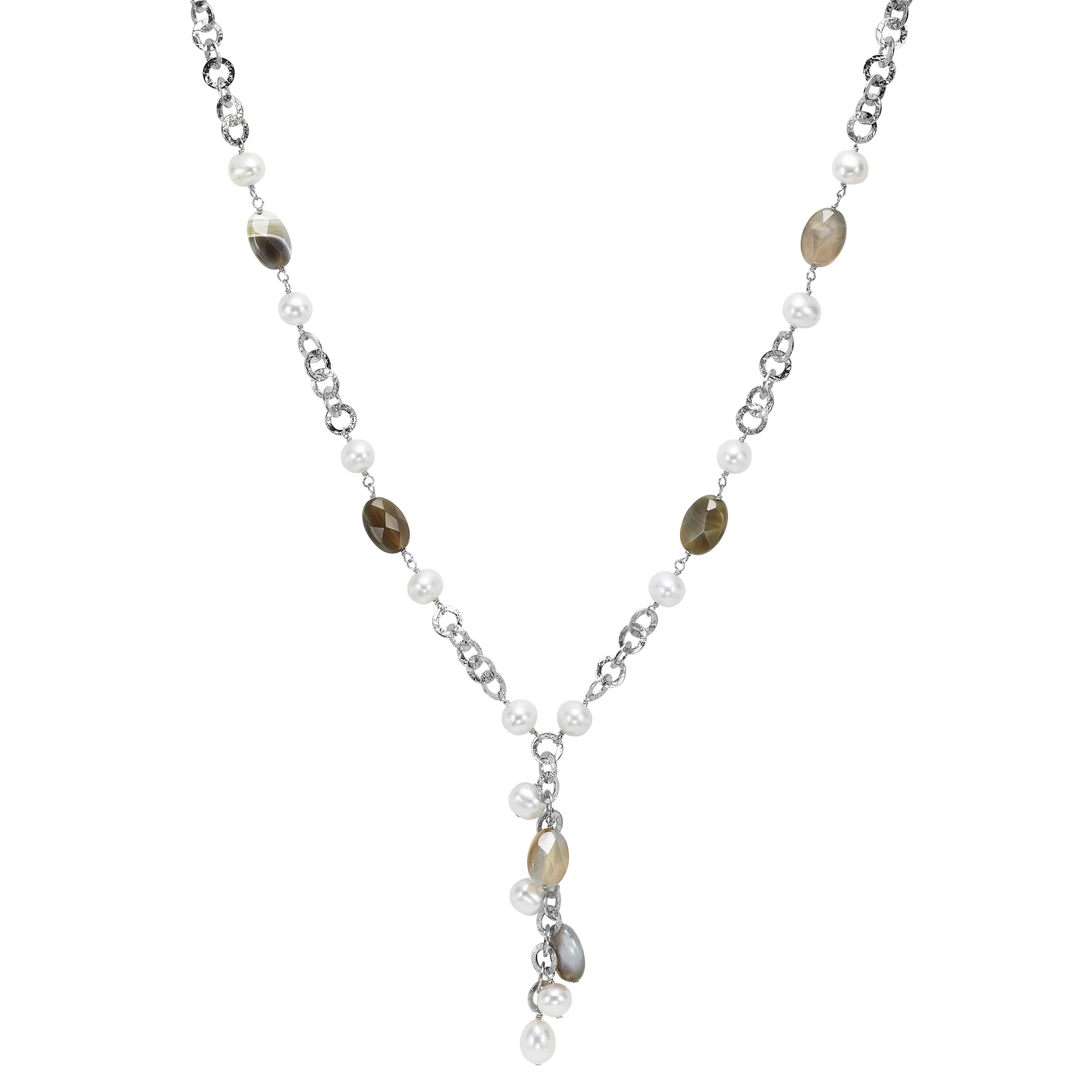 Silver White & Pearl Necklace
