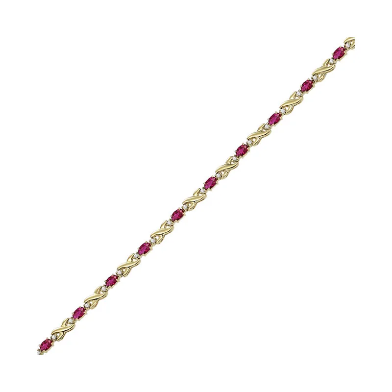14Kt Yellow Gold Diamond 1/2Ctw & Ruby 3 7/8Ctw Bracelet