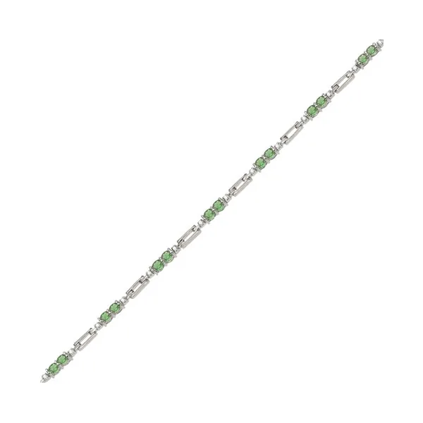 14Kt White Gold Diamond 1/4Ctw & Emerald 2 1/6Ctw Bracelet