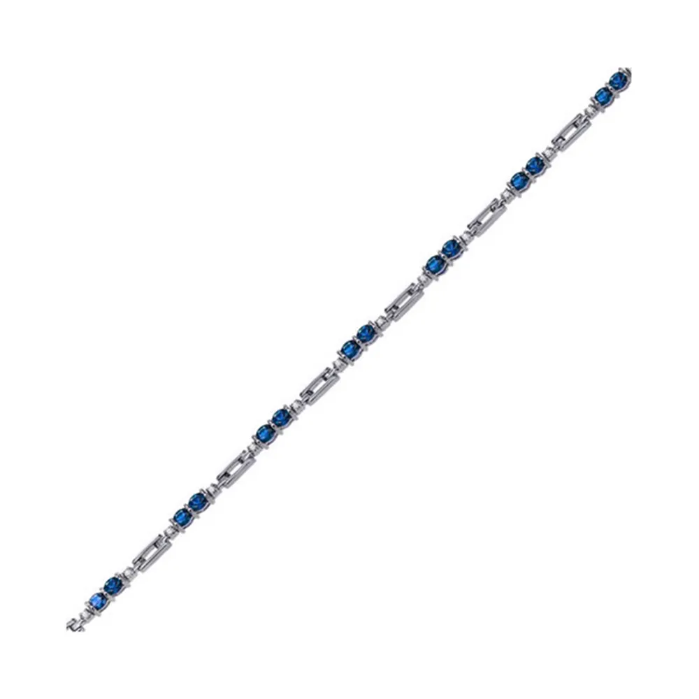 14Kt White Gold Diamond 1/4Ctw & Sapphire 3Ctw Bracelet