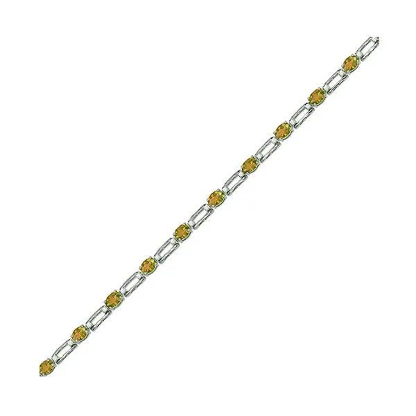 14Kt White Gold Diamond 1/5Ctw & Citrine 1 1/4Ctw Bracelet
