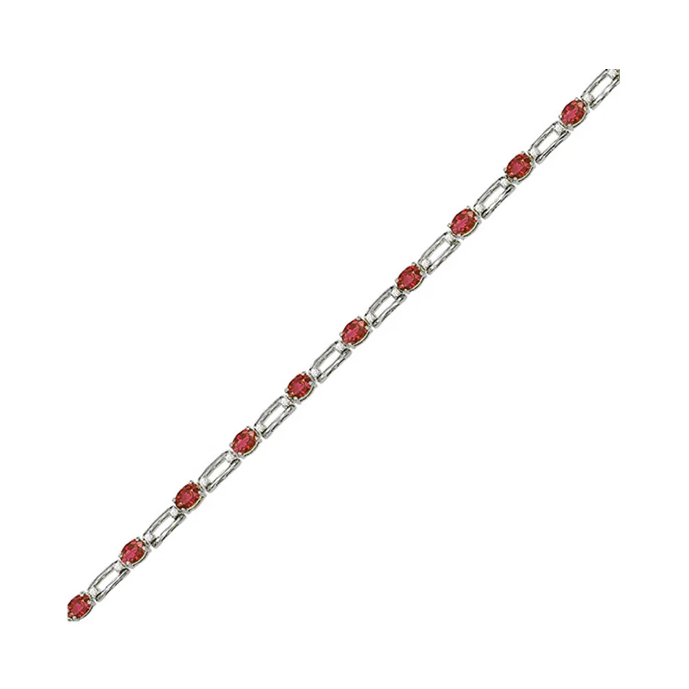 14Kt White Gold Diamond 1/5Ctw & Ruby 1 5/8Ctw Bracelet