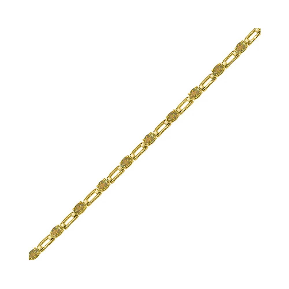 14Kt Yellow Gold Diamond 1/5Ctw & Citrine 9 5/8Ctw Bracelet