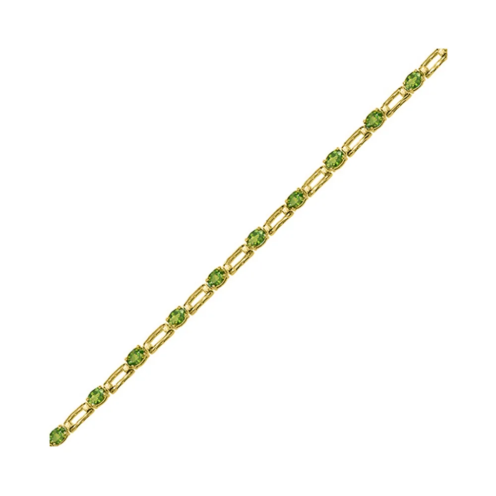 14Kt Yellow Gold Diamond 1/5Ctw & Peridot 1 1/2Ctw Bracelet