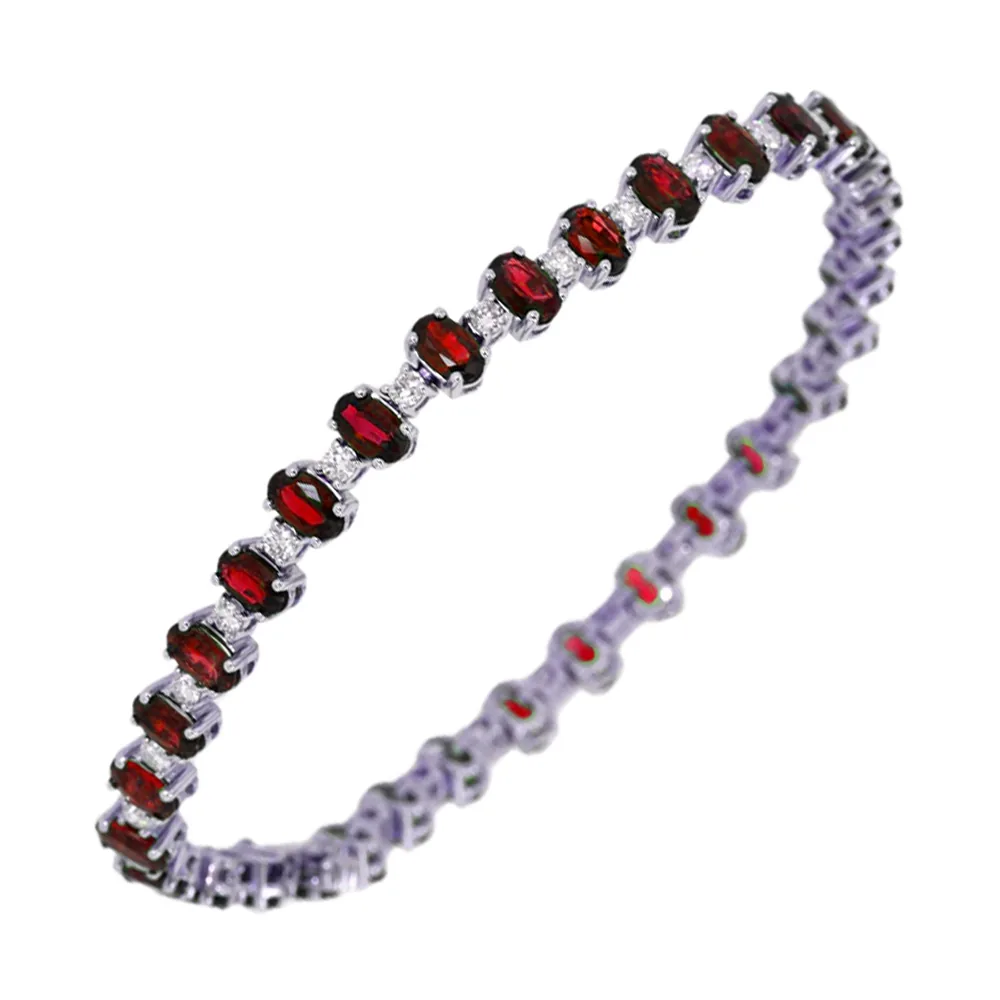 14Kt White Gold Diamond 1Ctw & Ruby 9Ctw Bracelet view 2