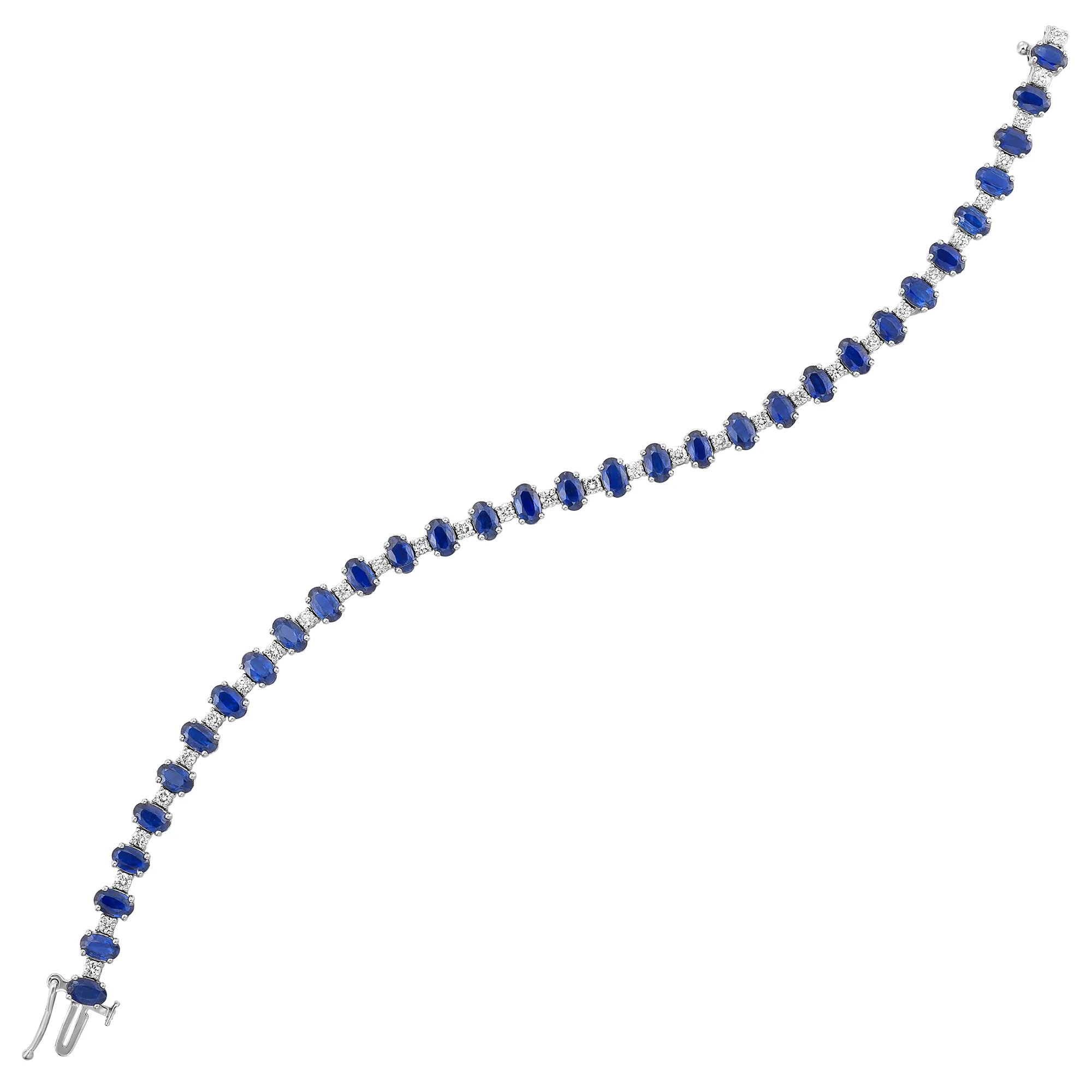 14Kt White Gold Diamond 1Ctw & Sapphire 8Ctw Bracelet