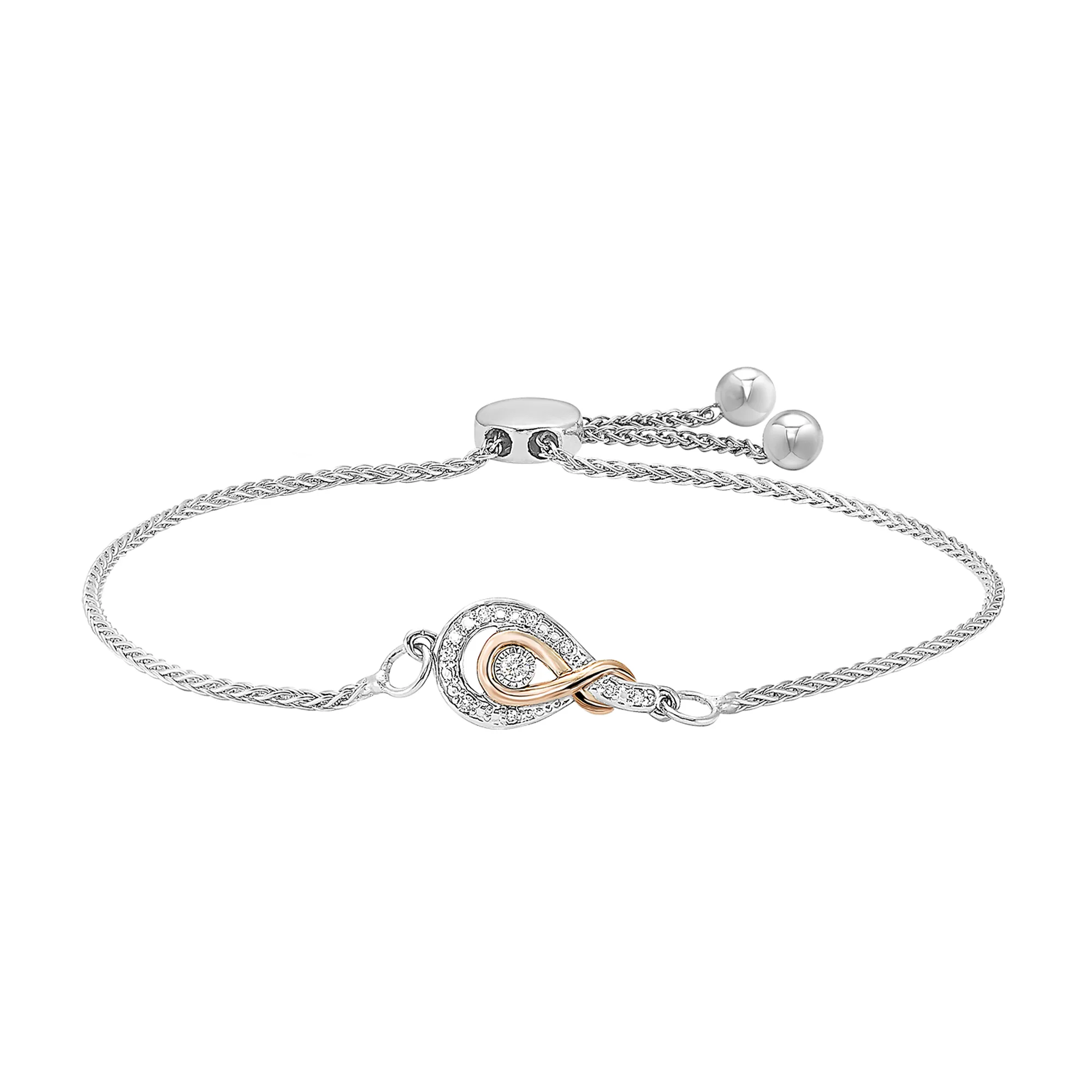 Gold Silver White Rose Diamond 1/20Ctw Bracelet view 2