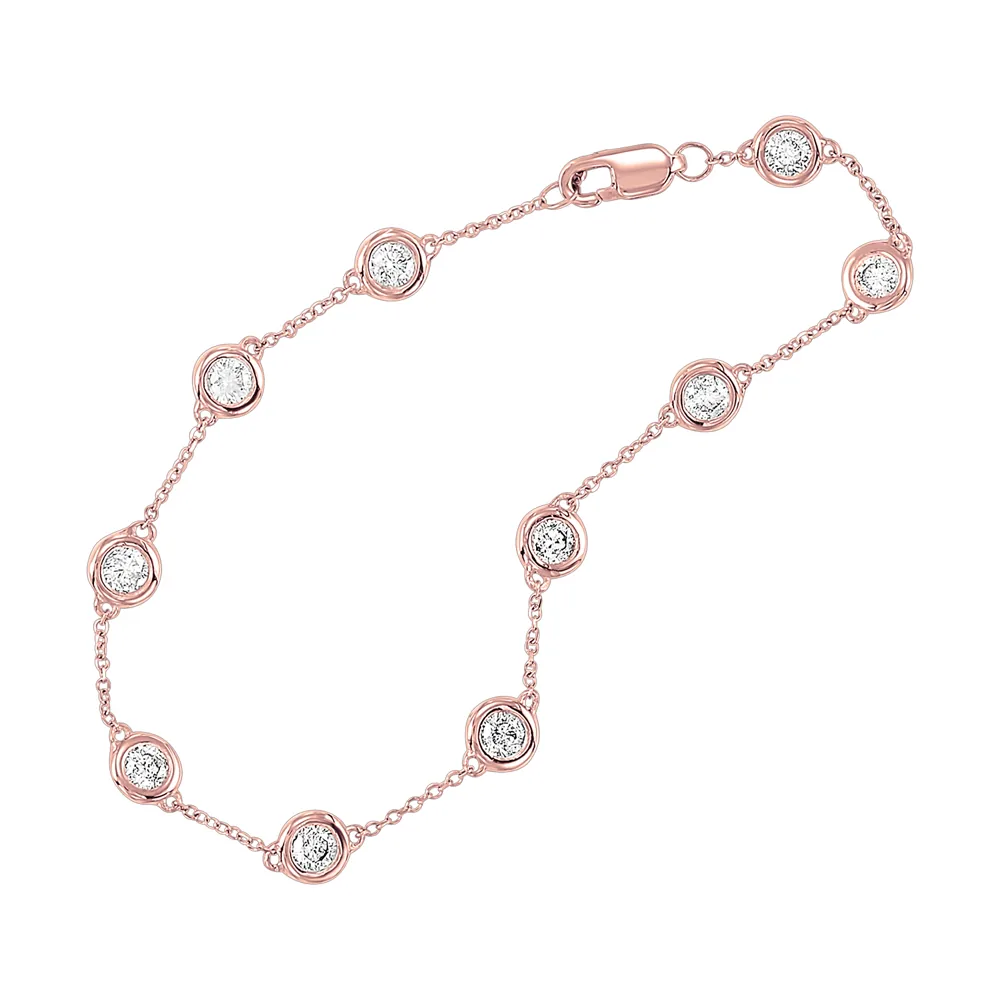 14Kt Rose Gold Diamond 1Ctw Bracelet view 2