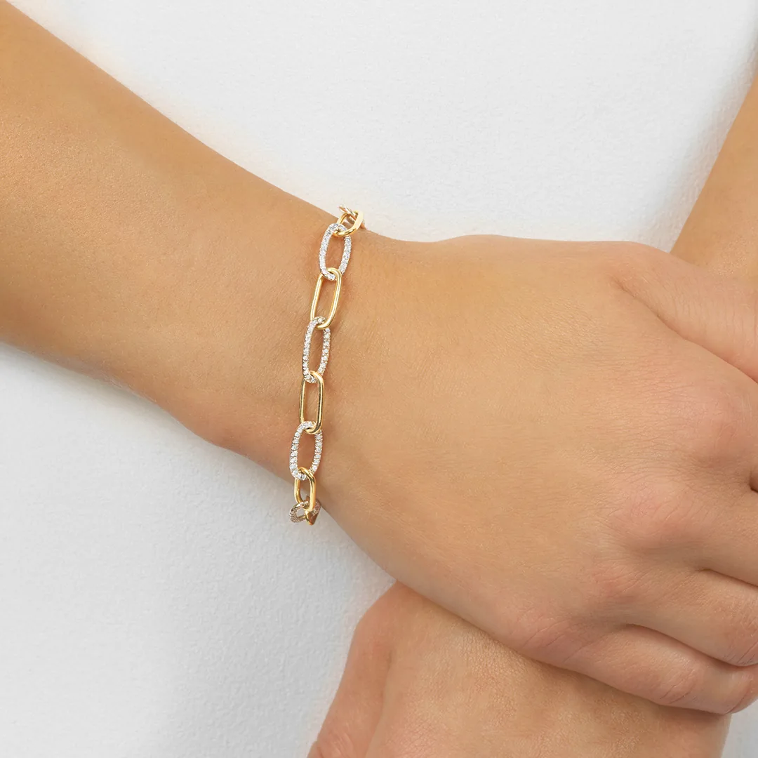 14Kt White Yellow Gold Diamond 1 1/2Ctw Bracelet view 3