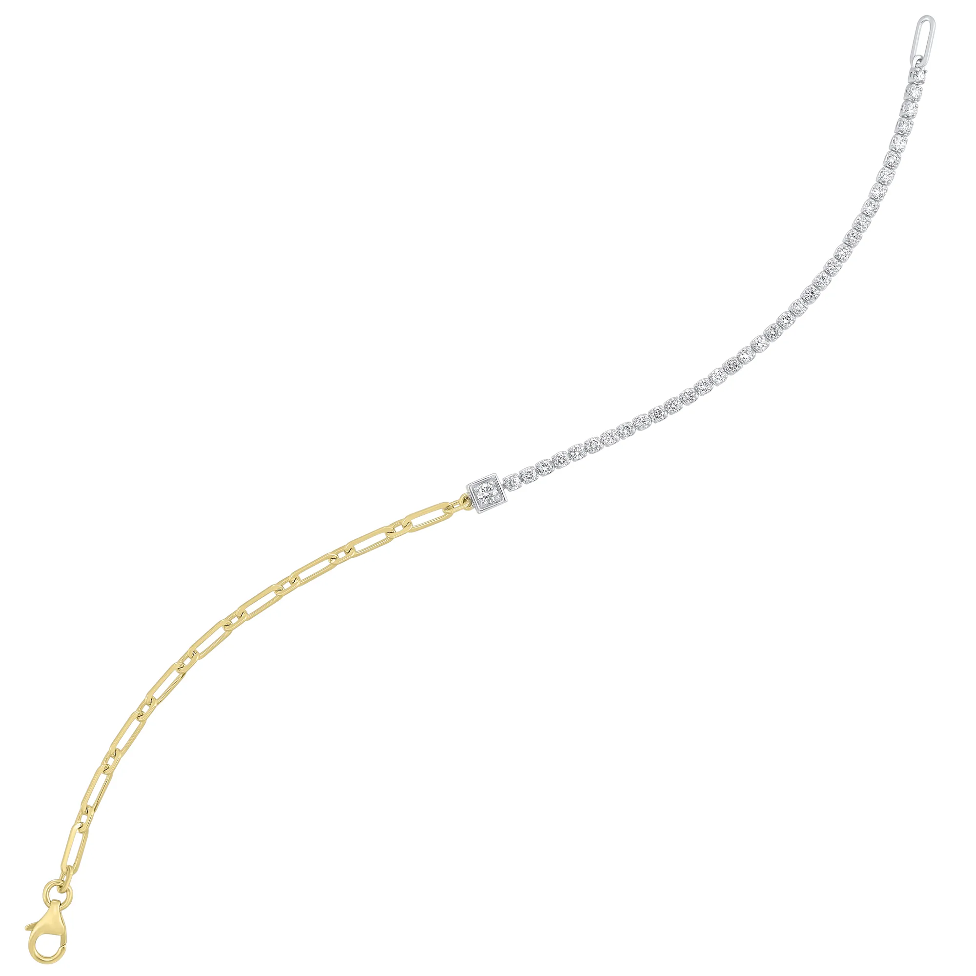 14Kt White Yellow Gold Diamond 1Ctw Bracelet view 2